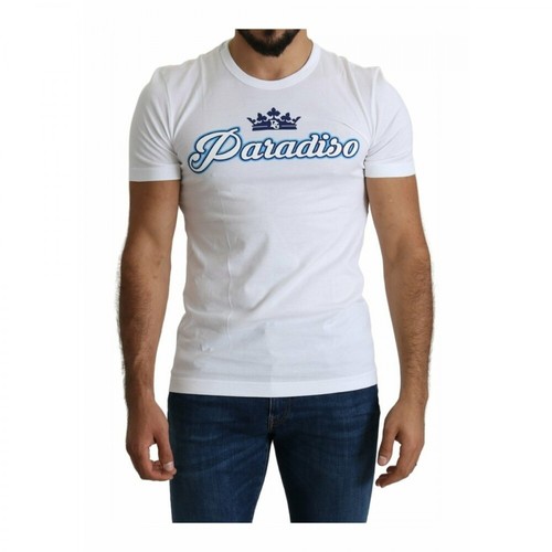 Dolce & Gabbana, Paradiso Crown T-shirt Biały, male, 997.00PLN