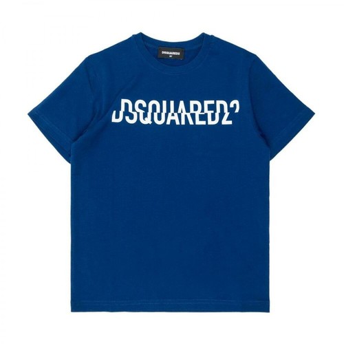 Dsquared2, T-Shirt with Logo Niebieski, male, 235.00PLN