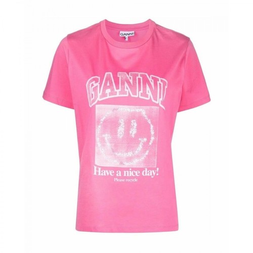 Ganni, T-Shirt Różowy, female, 382.00PLN