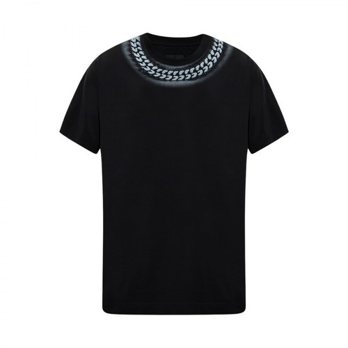 Givenchy, Slim fit T-Shirt with tag effect embossed chain collar Czarny, male, 3147.00PLN