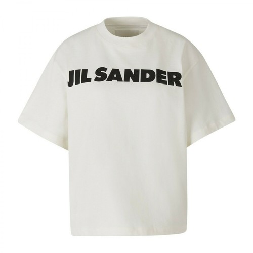 Jil Sander, Logo Cropped T-Shirt Biały, male, 1343.00PLN