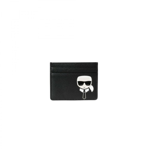 Karl Lagerfeld, skórzany portfel na karty Ikonik Czarny, female, 402.50PLN