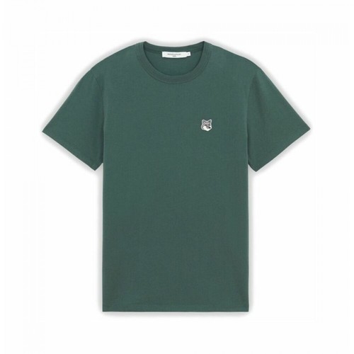 Maison Kitsuné, T-Shirt Classic FOX Patch Zielony, male, 413.00PLN