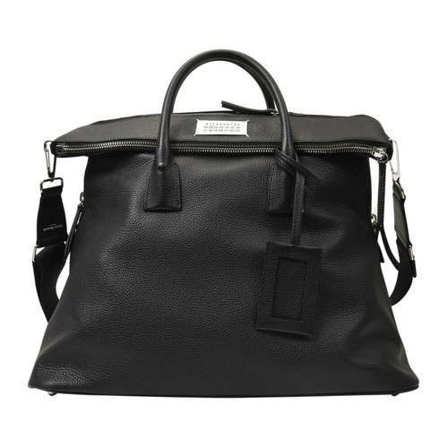 Maison Margiela, 5Ac Soft Bag in Leather Czarny, female, 8315.45PLN
