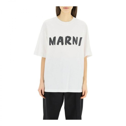 Marni, Oversized t-shirt with logo print Biały, female, 1158.00PLN