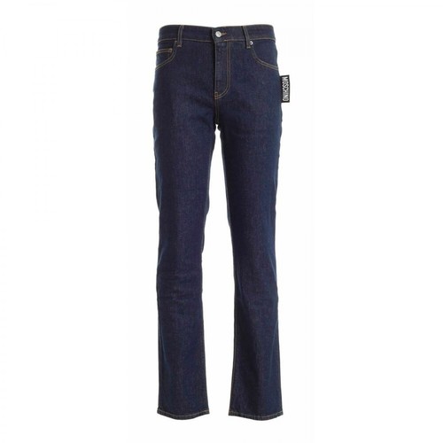 Moschino, Big Label Jeans Niebieski, male, 1150.00PLN