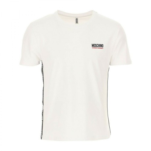 Moschino, Logo T-Shirt Biały, male, 299.57PLN