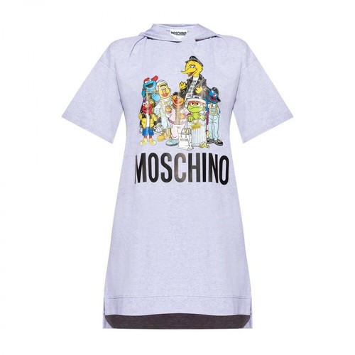 Moschino, Long hooded T-shirt Szary, female, 1283.00PLN