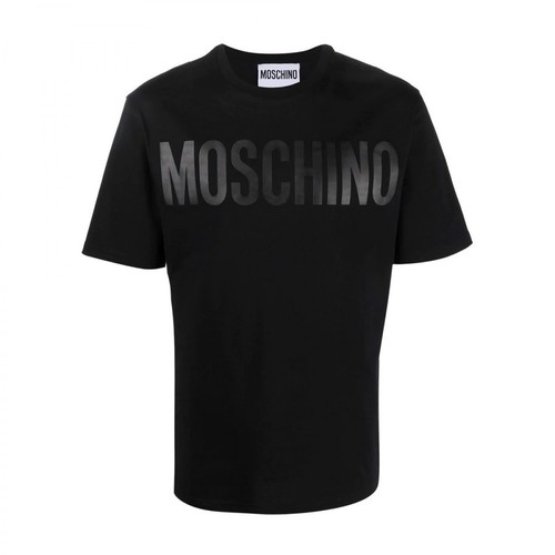 Moschino, t-shirt en coton biologique à logo imprimé Czarny, male, 880.00PLN