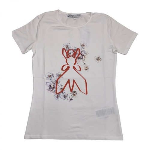 Patrizia Pepe, T-Shirt Fiori Biały, female, 336.00PLN