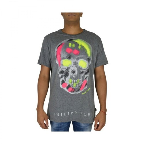 Philipp Plein, Round Neck SS Handmade Skull t-shirt Szary, male, 1273.00PLN