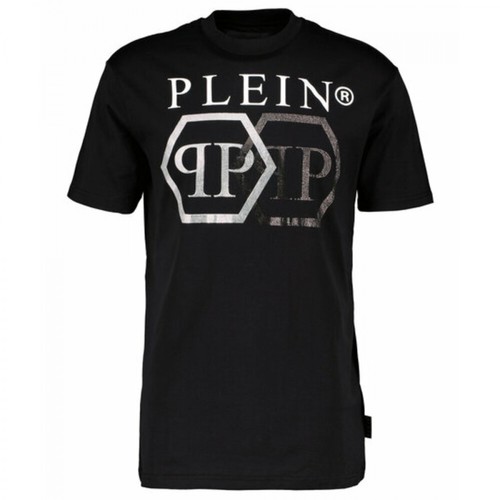 Philipp Plein, T-Shirt Round Neck SS Stones Hexagon Czarny, male, 2052.00PLN