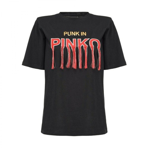 Pinko, 1G16Ue-Y6K7 T-shirt Czarny, female, 352.00PLN