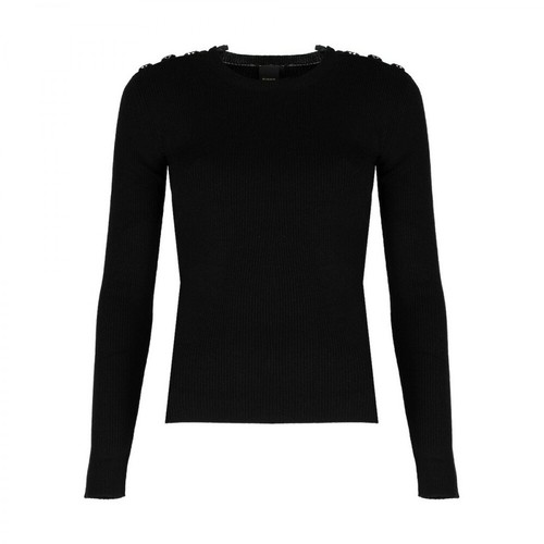 Pinko, Ribbed Sweater Czarny, female, 505.00PLN