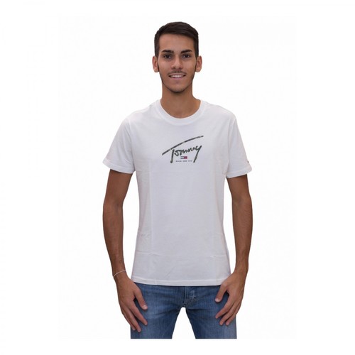 Tommy Jeans, T-Shirt con logo camouflage Biały, male, 213.35PLN