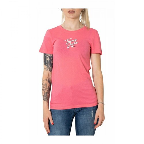 Tommy Jeans, T-Shirt Różowy, female, 178.00PLN