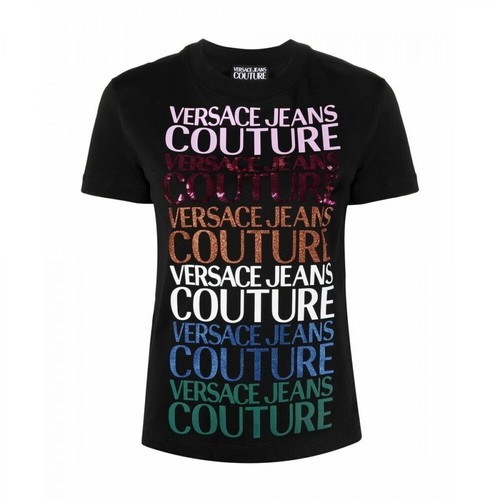 Versace Jeans Couture, T-shirt 71Hahg01Cj00G Czarny, female, 788.00PLN