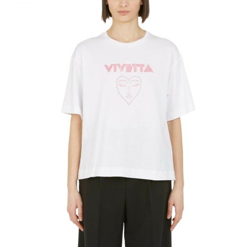 Vivetta, Glitter Logo Print T-shirt Biały, female, 436.00PLN
