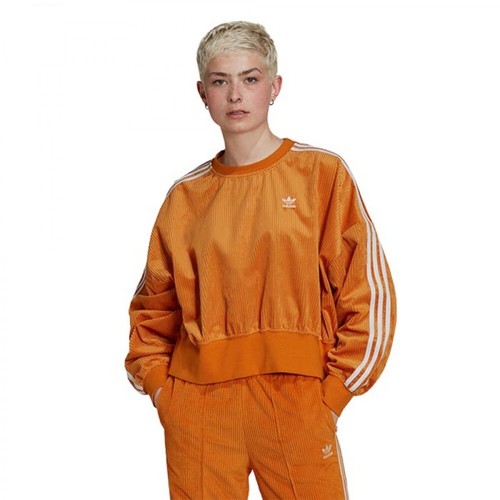 Adidas Originals, Bluza damska Adicolor Classics Corded Velour Oversize Sweatshirt H37847 Pomarańczowy, female, 309.35PLN
