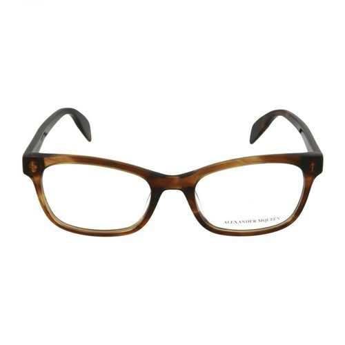 Alexander McQueen, Square Acetate Optical Glasses Brązowy, female, 1031.00PLN
