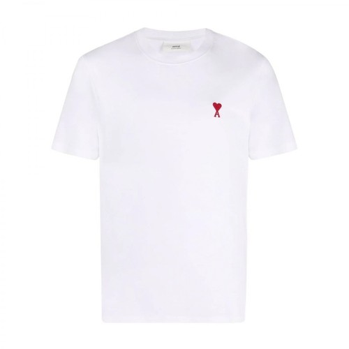 Ami Paris, t-shirt à logo brodé Biały, male, 411.00PLN