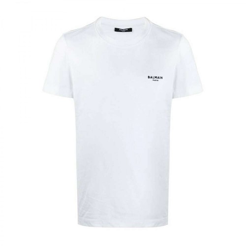Balmain, T-shirt With Small Logo Print Biały, male, 1274.00PLN