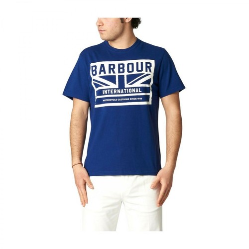 Barbour, T-shirt con stampa Niebieski, male, 233.00PLN