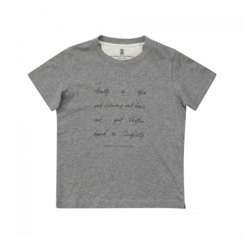 Brunello Cucinelli, T-shirt with print Szary, male, 910.00PLN