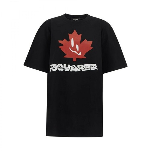 Dsquared2, Abstract Logo-Print T-Shirt Czarny, female, 1004.00PLN