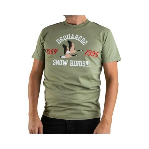 Dsquared2, Slogan-print T-shirt Zielony, male, 743.00PLN