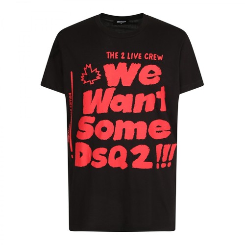 Dsquared2, Text-Print T-Shirt Czarny, male, 876.00PLN
