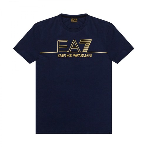 Emporio Armani EA7, T-shirt with logo Niebieski, male, 288.00PLN