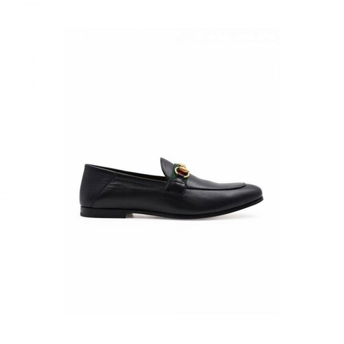 Gucci, Leather Horsebit Loafers with Web Czarny, male, 2755.00PLN