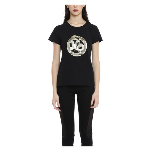Just Cavalli, Snake Print T-Shirt Czarny, female, 445.00PLN