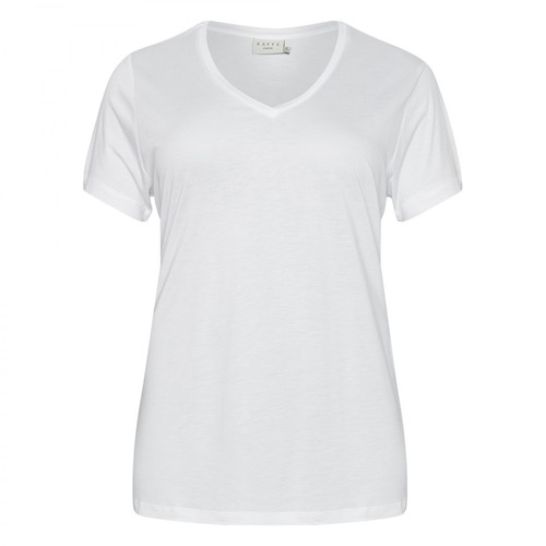 Kaffe Curve, Caneli V-Neck T-shirt Biały, female, 129.00PLN