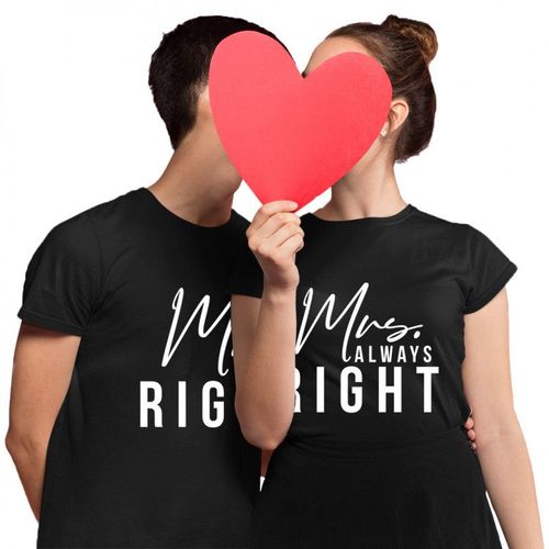 Komplet dla pary - Mr. Right Mrs. Always Right - męska i damska koszulka z nadrukiem 110.00PLN