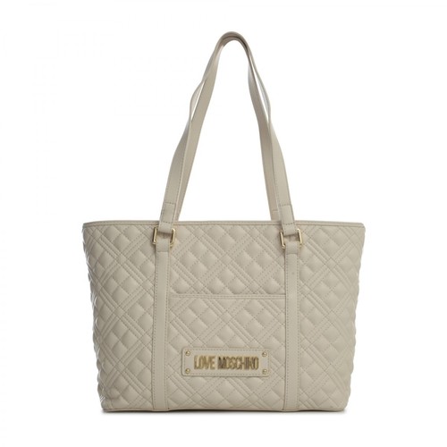 Love Moschino, Quilted PU Tote BAG Beżowy, female, 944.00PLN