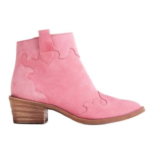 Marco Shoes Różowe botki z naturalnego zamszu bez ocieplenia 359.00PLN