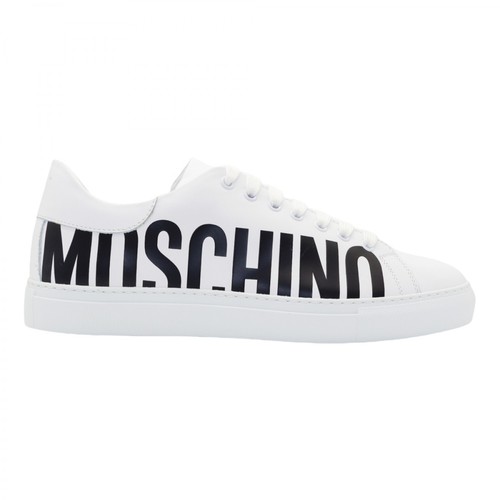Moschino, Sneakers in pelle con logo Biały, male, 1259.70PLN
