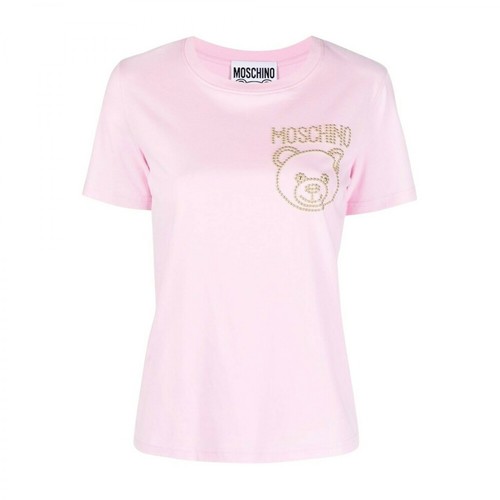Moschino, T-Shirt mm giro stampa Różowy, female, 975.00PLN