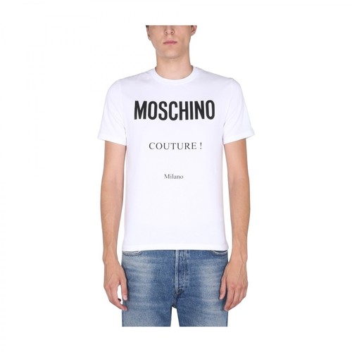 Moschino, T-Shirt With Logo Print Biały, male, 589.00PLN