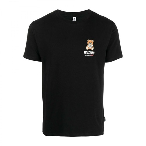 Moschino, Under Bear Logo T-Shirt Czarny, male, 349.50PLN