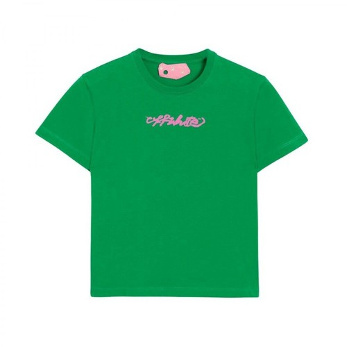 Off White, Script Logo S/S T-Shirt Zielony, female, 529.00PLN