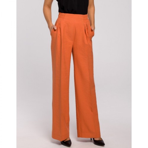 Style, Spodnie z szerokimi nogawkami S203 Pomarańczowy, female, 199.00PLN