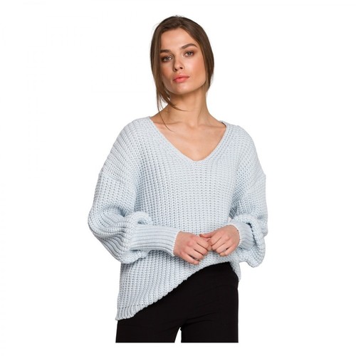 Style, Sweter w serek ze ściągaczami Niebieski, female, 175.00PLN