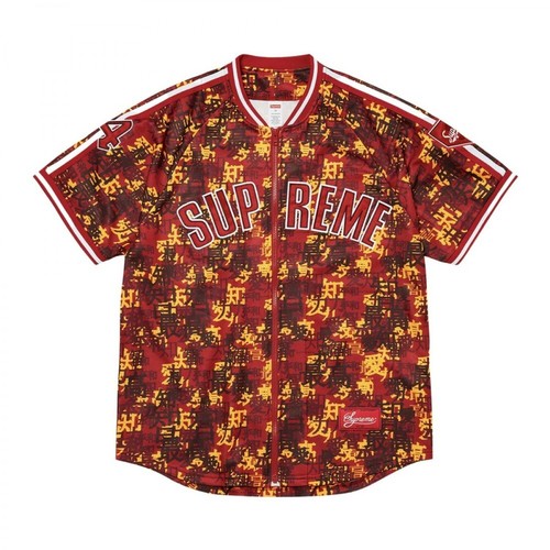 Supreme, Zip Up Baseball t-shirt Czerwony, male, 1488.00PLN