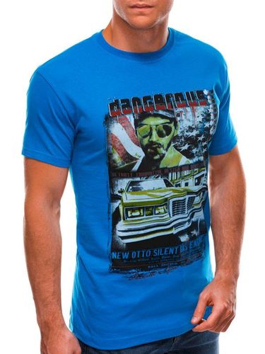 T-shirt męski z nadrukiem 1494S - niebieski 13.99PLN
