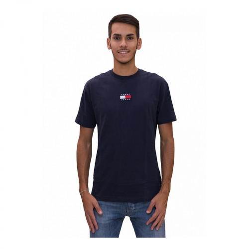 Tommy Jeans, T-Shirt distintivo Niebieski, male, 251.60PLN