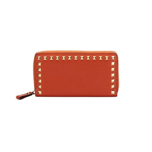 Valentino Vintage, Pre-owned Rockstud Leather Long Wallet Pomarańczowy, female, 1852.00PLN