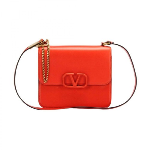 Valentino Vintage, Pre-owned V-Sling Leather Crossbody Bag Czerwony, female, 6863.00PLN